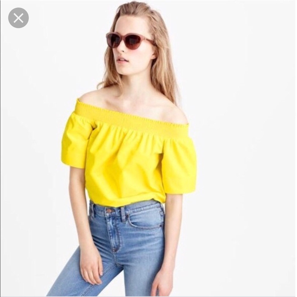 Yellow J.Crew off the shoulder top
